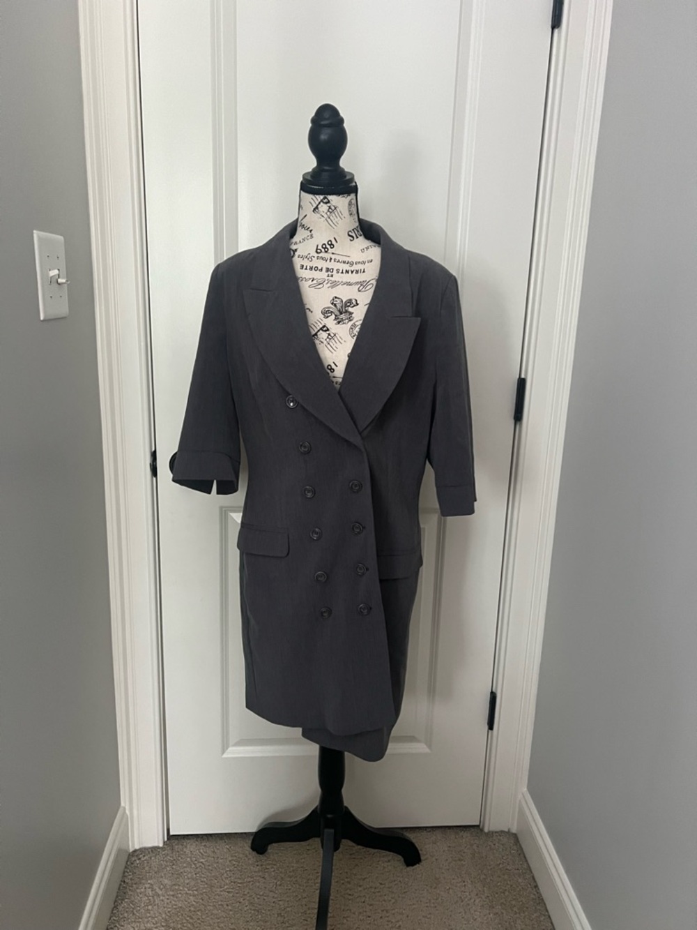 VENUS Charcoal Double-Breasted Blazer Dress women’s